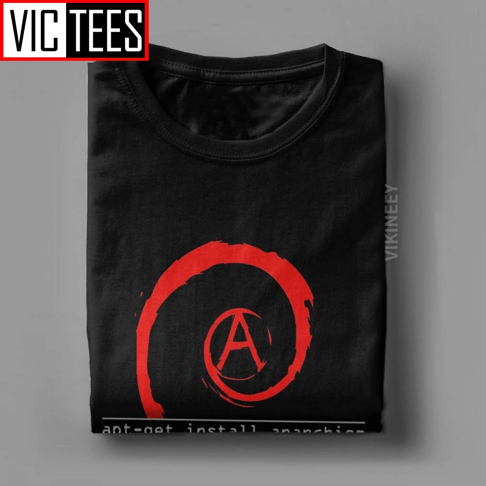 Мужская футболка Apt-get установить Анархизм Linux Debian Mutiny Audio Pure Cotton Vintage O Neck по