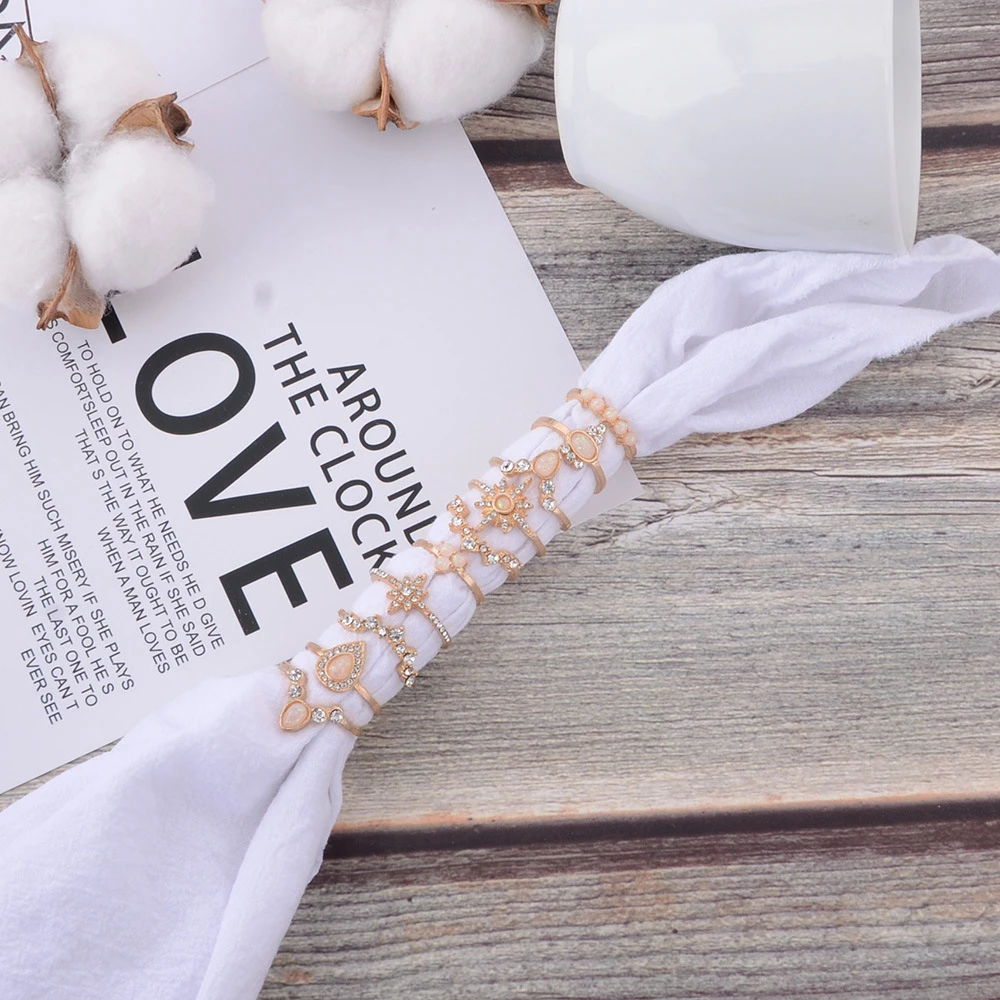 Женский комплект колец с кристаллами свадебные ювелирные украшения 1