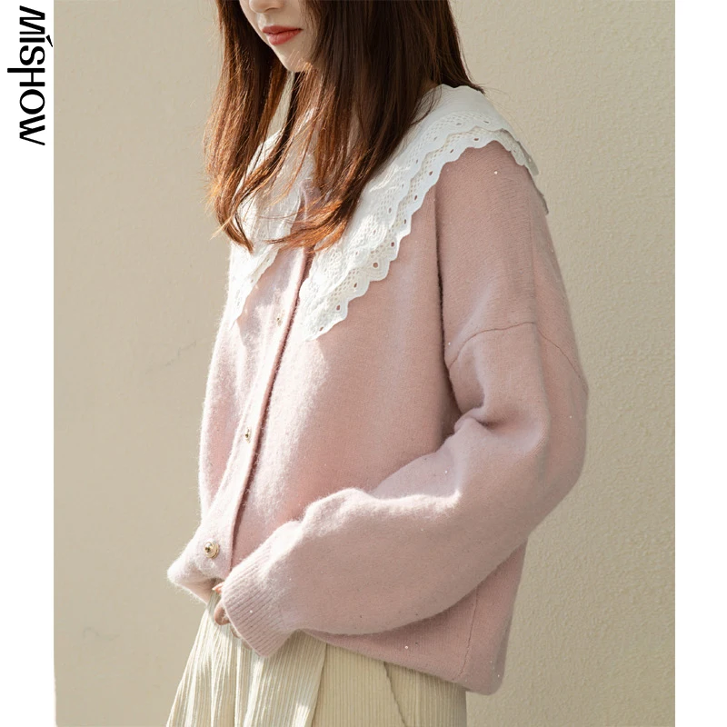 

CMAZ 2020 Winter Sweaters For Women Sweet Cardigans Outdoor Large Turn Down Collar Female Knitwear Fashion Clothing MX20D5872