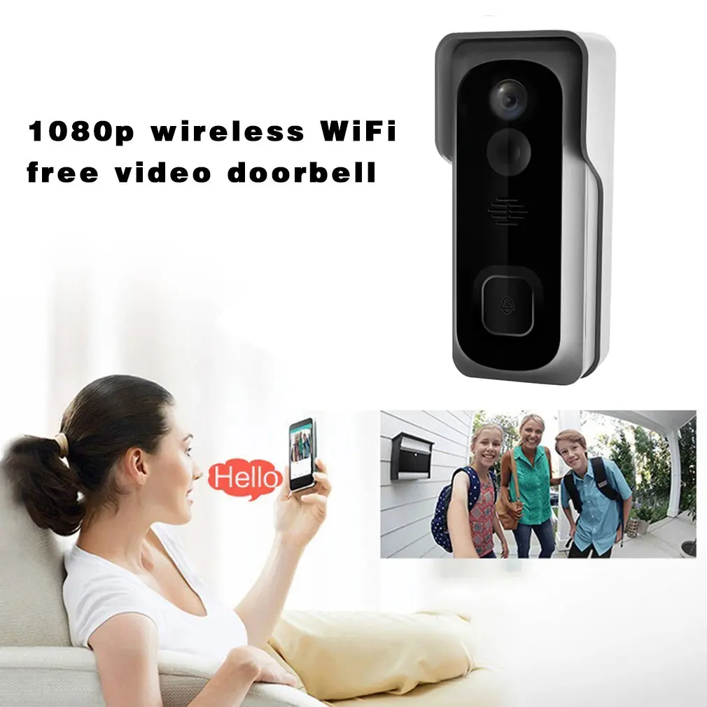 

1080P Wireless WiFi Doorbell Freely Paste Video Doorbell Video Call Infrared 140 Super Wide Angle Low-power Doorbell