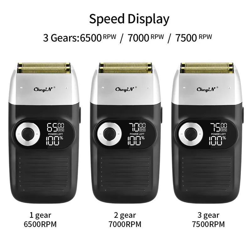 

2 In 1 Electric Shaver Baldheaded Beard Trimmer Reciprocating Twin Blade Shaving Lcd Dispaly Razor 3 Speeds Adjustable Beard Men