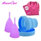 1 шт стерилизатор чашки 2 шт менструальные чашки и стерилизация складные стаканы гибкие для очистки вторичной переработки Кемпинг Складная чашка