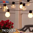 Гирлянсветильник с круглыми лампочками для внутреннего дворика, празднисветильник Рождественский шнурок с теплым белым светом, 38 прозрачных винтажных лампочек, декоративная уличная гирлянда для заднего двора