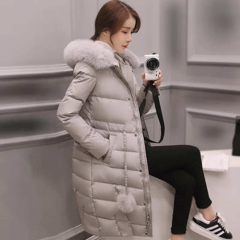 Парка женская с капюшоном и большим меховым воротником|Женские парки| |