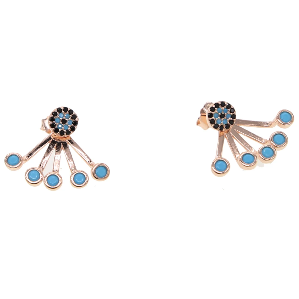 Двухсторонние серьги с камнем Турецкая Дурной глаз очаровательные голубой бирюз