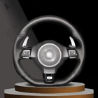 Чехол на руль из искусственной кожи, прошитый вручную, черный, для Volkswagen Golf 6 GTI MK6 VW Polo GTI Scirocco R Passat CC