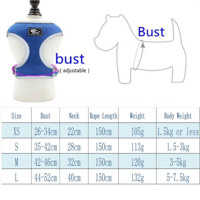 Поводок для собак ошейник нагрудный ремень светоотражающий дышащий сетчатый