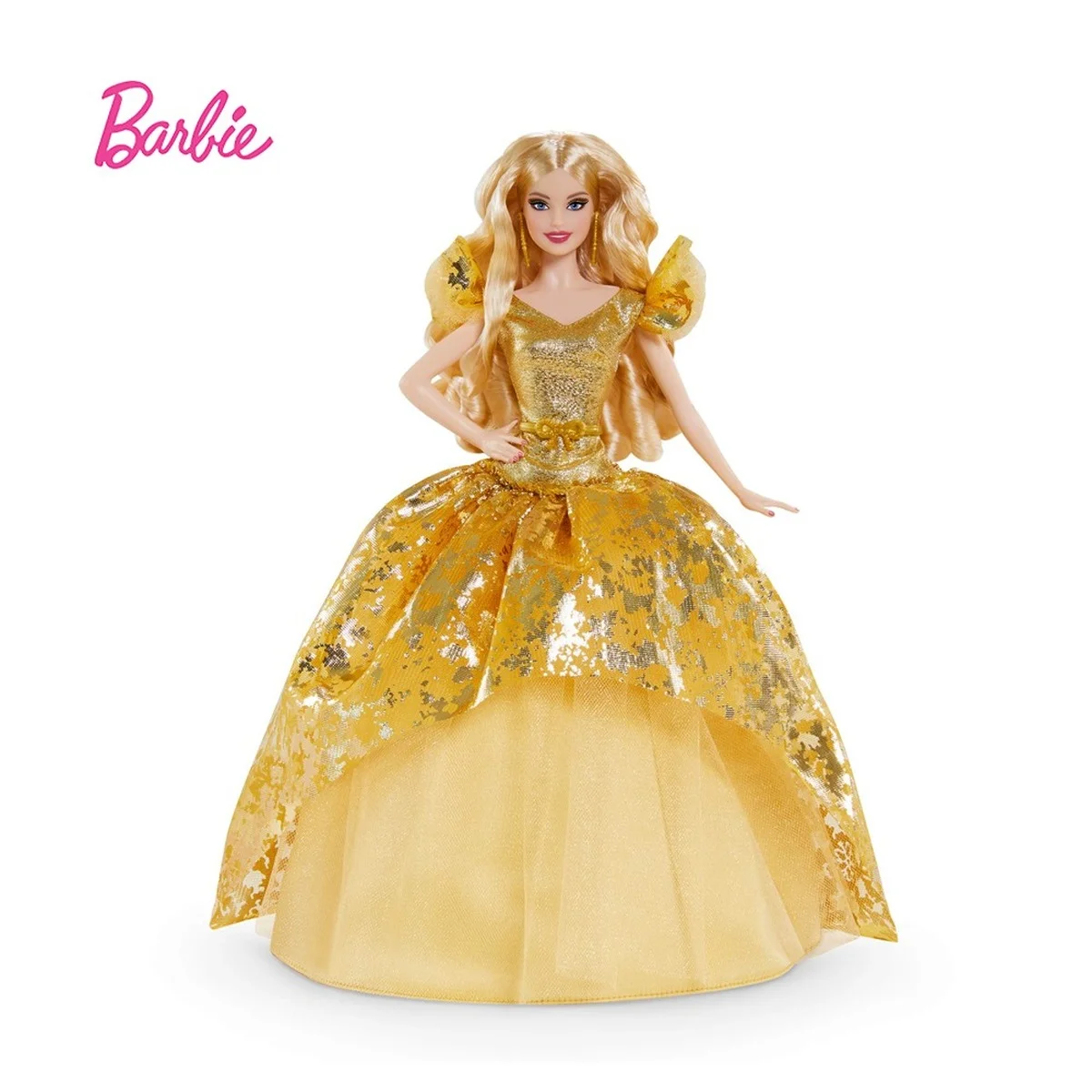 Праздник Барби 2020 кукла сюрприз со светлыми волосами Золотое Платье коллекция