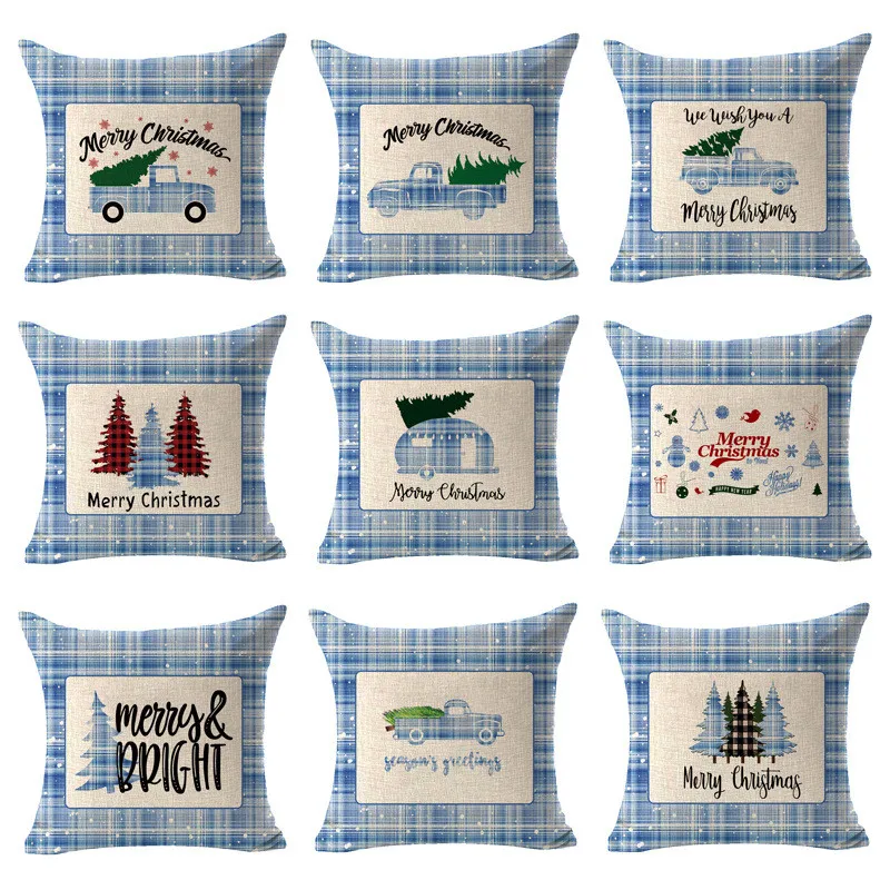 

GY0835 Рождественский синий сетчатый хлопковый Чехол на подушку (без наполнения) украшение дома из полиэстера для Спальни Декоративные диванн...