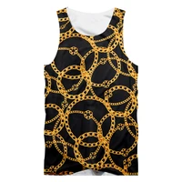 ujwi new vest 3d digital printing sleeveless shirt men women retro luxury royal gold chain tank top sports oversized dropship