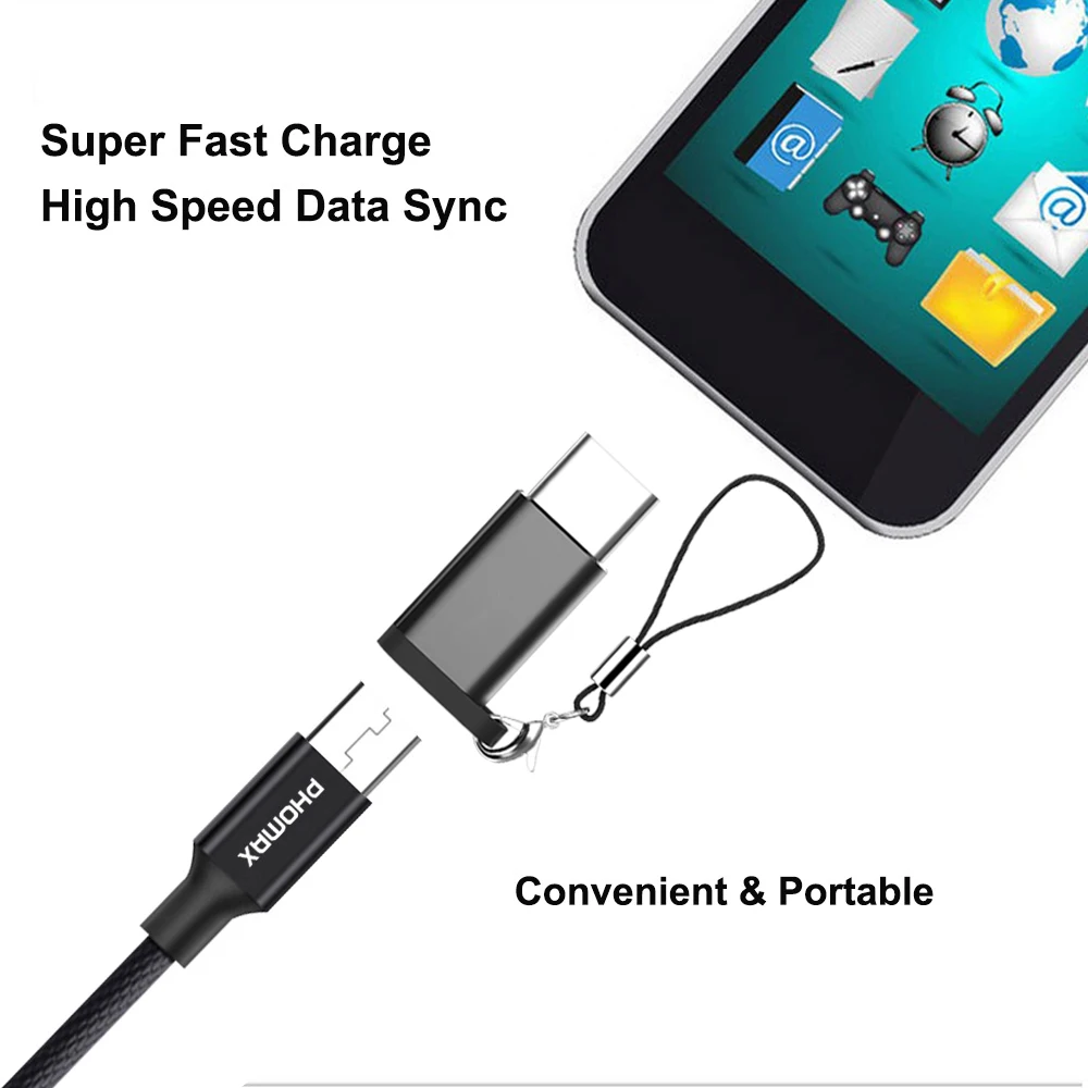 PHOMAX Micro USB Cable 1M Nylon Fast Charging Mobile Phone For Samsung s9 s8 HTC Huawei Xiaomi Sync Data Charger Cord | Мобильные