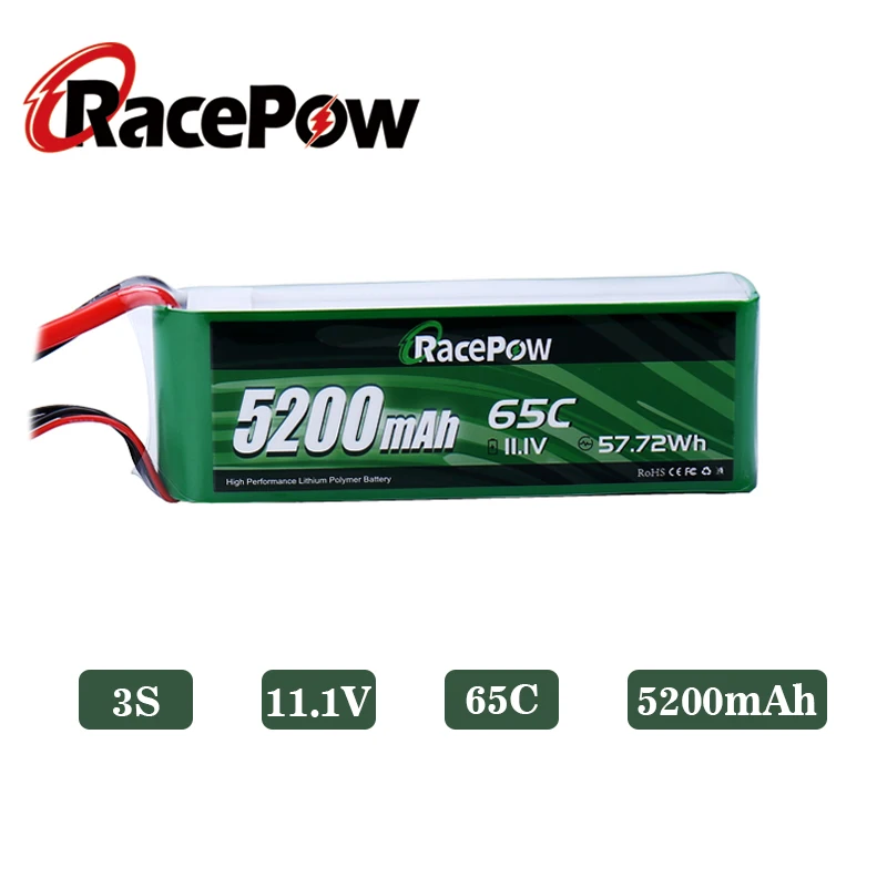 RacePow 11 1 V 65C 5200mAh 3S RC Lipo батарея с T Deans Разъем Мягкий чехол для Evader автомобиль