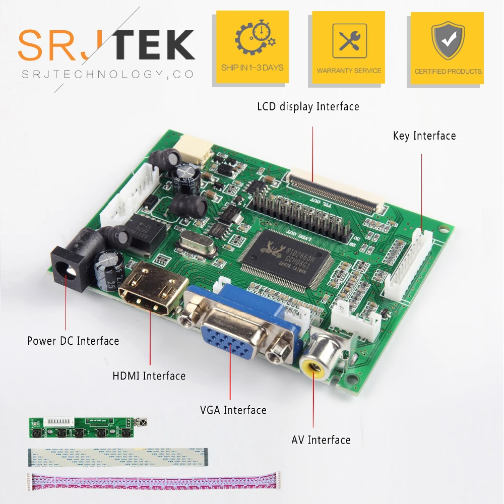

Srjtek LCD TTL LVDS Controller Board HDMI VGA 2AV 50PIN for AT070TN90 92 94 AT090TN10 7300101463 VS-TY2662-V1 Driver Board
