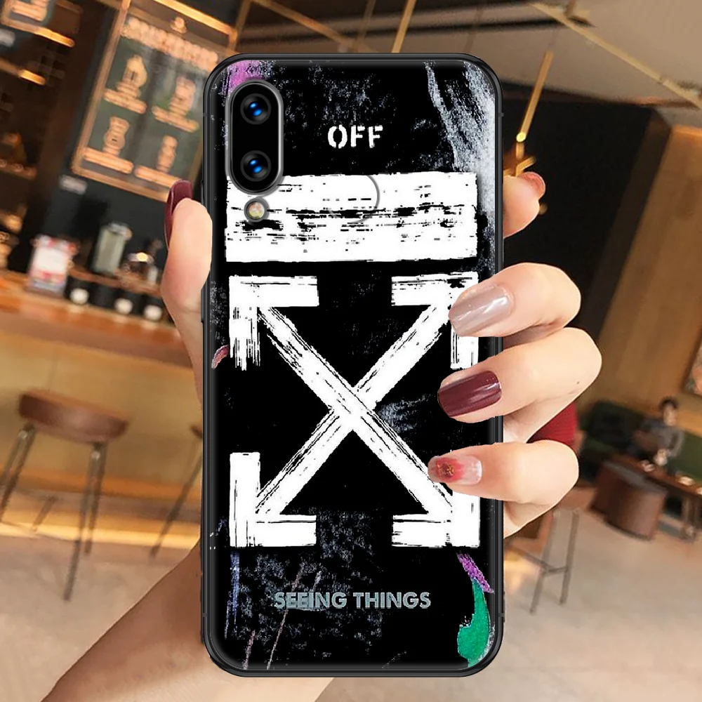 

OFF Trend Fashion Luxury White Brand Phone case For Huawei Honor 6 7 8 9 10 10i 20 A C X Lite Pro Play black pretty waterproof