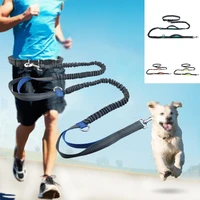 hands free dog leash elastic dog running belt leash set with reflective strip pet dog traction rope dog accessories supplies