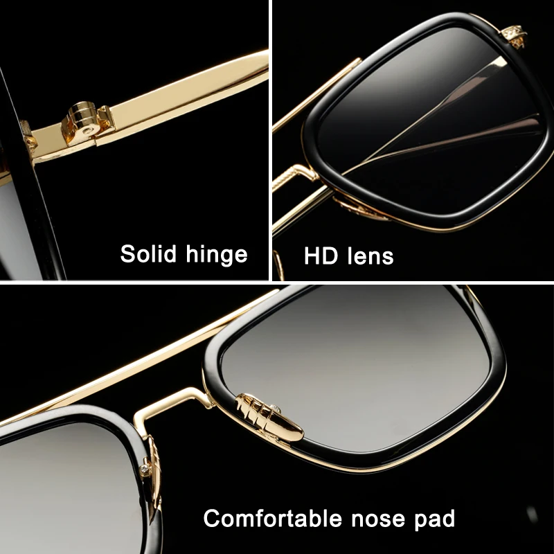 

2021 Steampunk Men Sunglasses Tony Stark Iron Man Sun Glasses Vintage Metal Eyewear Steam Punk Sunglass UV400 Male Gafas
