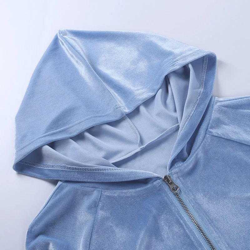 

Winter Women Hooded Jackets Two Piece Set Zip Long Sleeve Crop Top And Pants Matching Set Tracksuits Women Autumn Sets