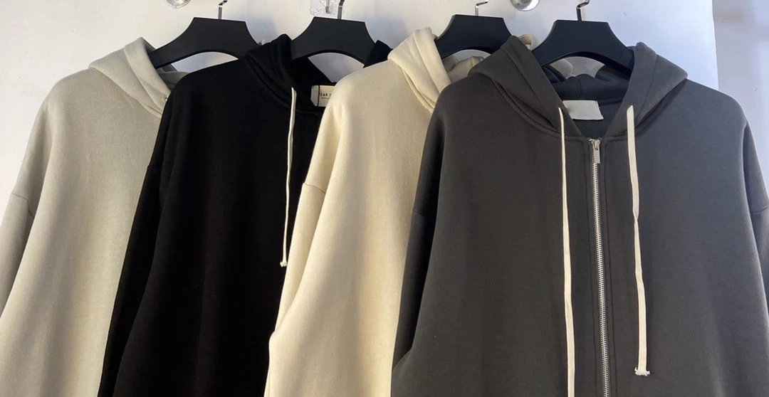 

2021 Top Quality Essentials Foam Print Zipper Hoodie Oversized High Street FOG Hooded Sweatshirt Men Women Couple Fleece Hoodies