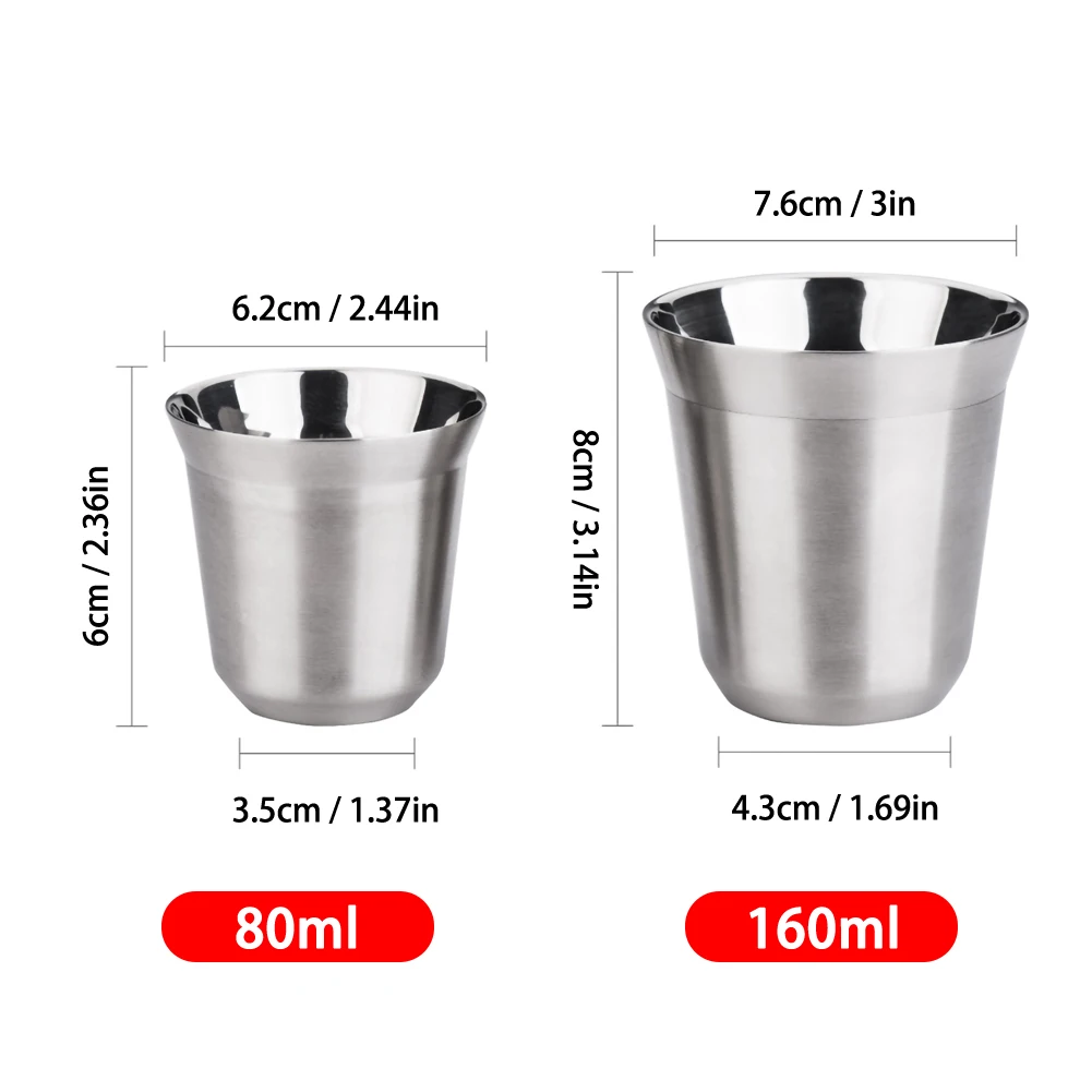 

Double Wall Stainless Steel Coffee Mug 80ml/160ml Portable Cup Travel Tumbler Coffee Jug Milk Tea Cups Office Water Mugs