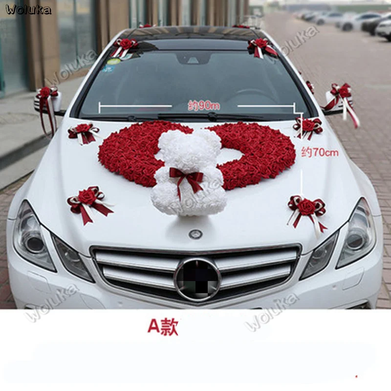 PE rose bear master свадебное оформление автомобиля набор узел свадебный автомобиль команда украшения медведь оформление брака CD50 Q03 - Название цвета: A