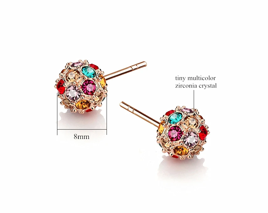 Высококачественные Разноцветные серьги-гвоздики с цирконием полностью