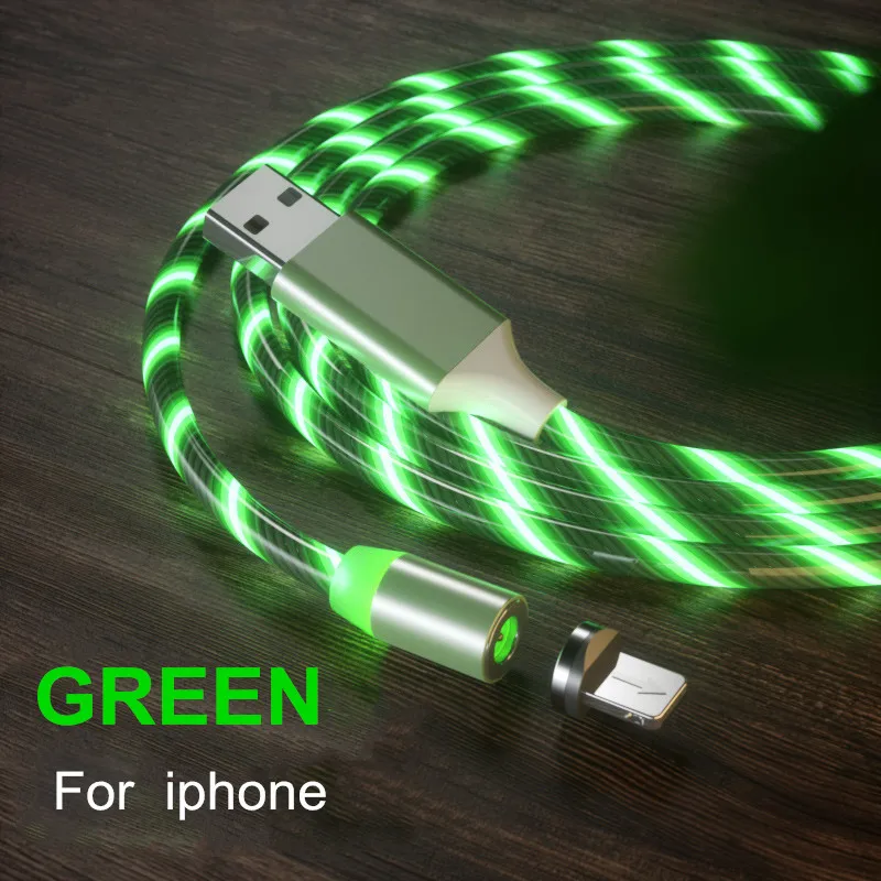 Green for iphone Vanniso 2 м магнит микро Usb кабель зарядный провод для iphone X 11 Xiaomi mi8 9t redmi note 7 samsung type C зарядное устройство светящийся шнур - Цвет: Green for iphone
