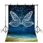 Виниловый фон для фотосъемки с мерцающим изображением бабочек и гирлянд, фон для фотосъемки для вечеринки, фотостудии, lv1822