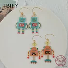 Новые милые висячие серьги с забавным акриловым мультяшным роботом синего цвета для женщин и девушек 2021 Клипсы Серьги ювелирные изделия серьги бижутерия