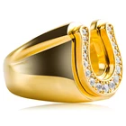 Кольцо мужское с инкрустацией из гладкой подковы