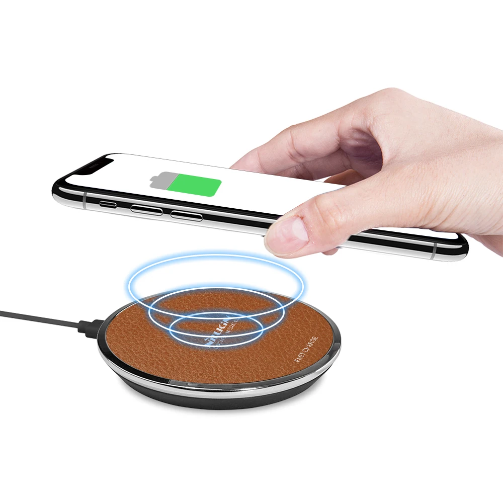 Беспроводное зарядное устройство Nillkin 10 Вт из искусственной кожи Qi для iPhone 11 Xs Max X