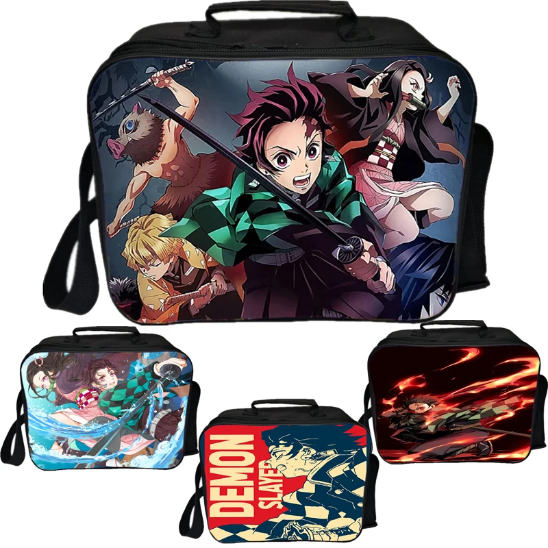 

Cool Demon Slayer Lunch Bag Students Kimetsu No Yaiba Lunch Bag Worker Lunch Box Teens Cooler Bag Picnic Insulation Bag
