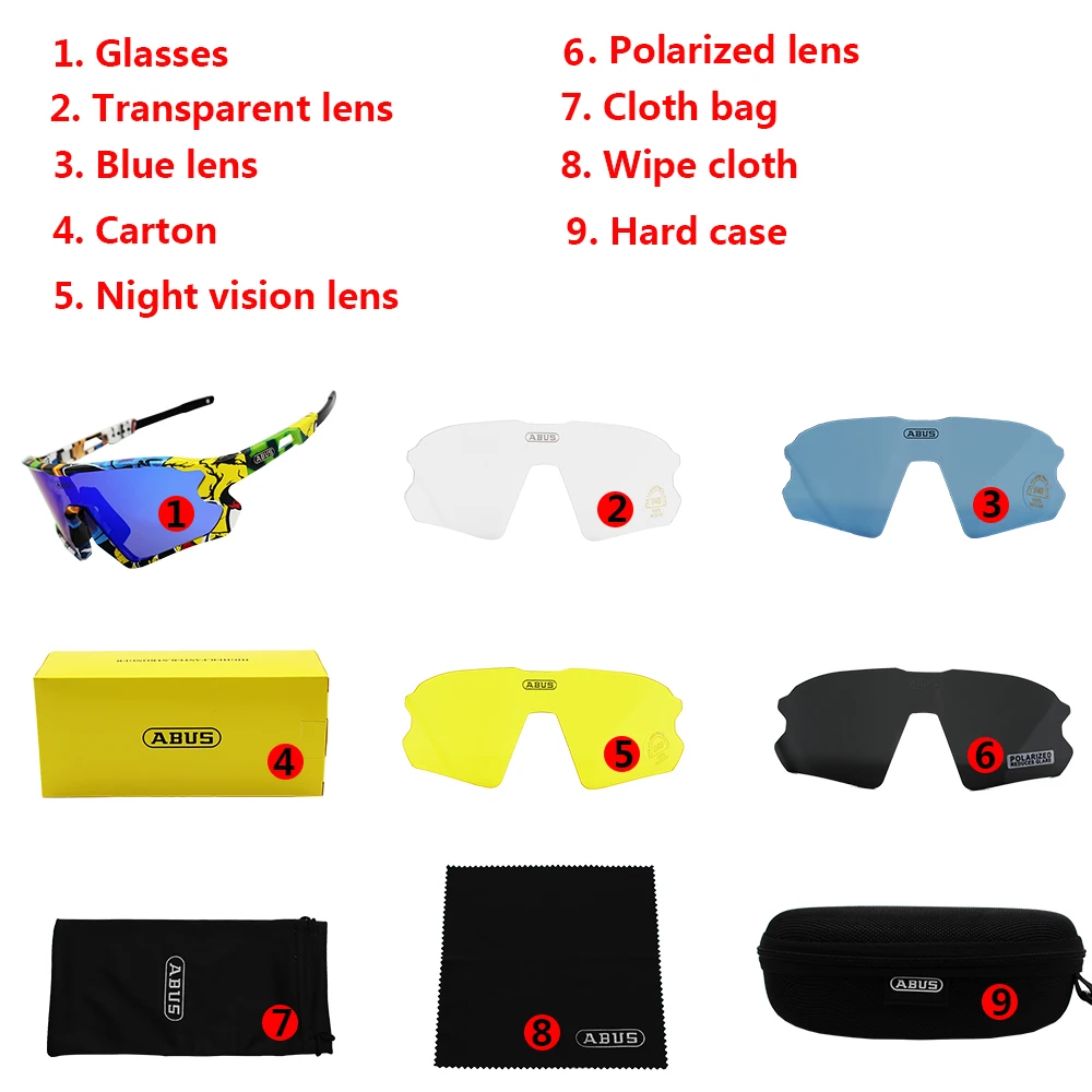 

ABUS Polarized Cycling Sunglasses Photochromic Cycling Glasses UV400 for MTB Mountain Bike Bicycle Riding TR90 Outdoor Goggles