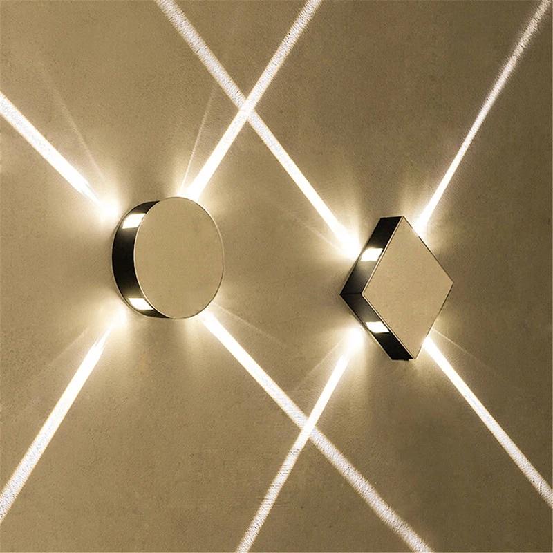 

9W/12W Aluminum Alloy Led Wall Lamp Square and Round Cross Star Light for Hotel Bedside Aisle Corridor Stair Living Room