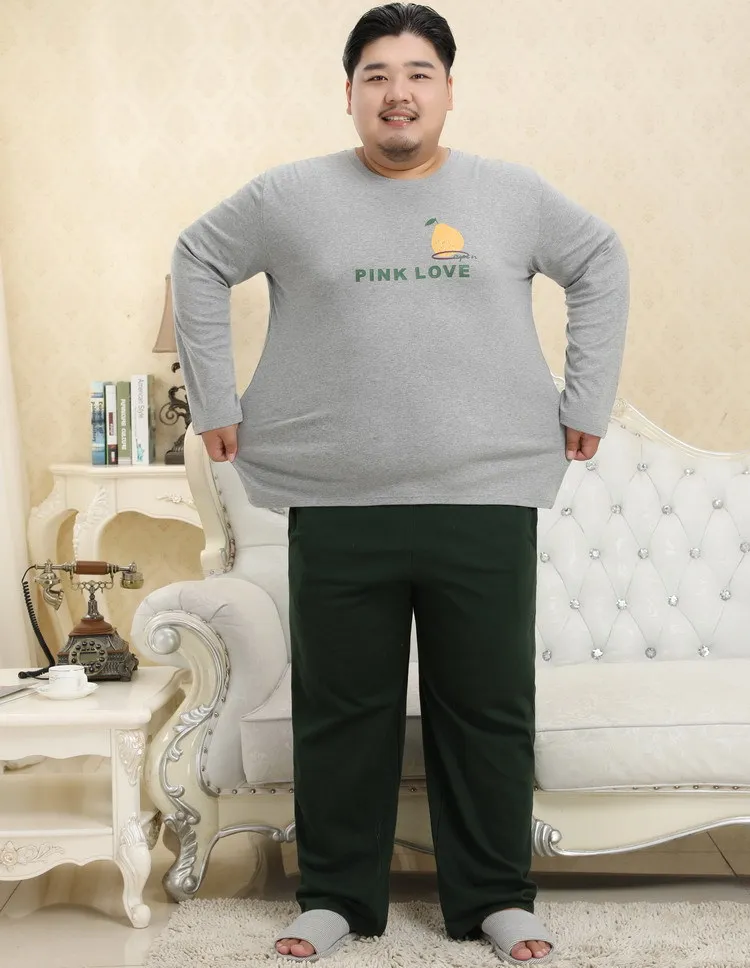 Мужской осенне-зимний хлопок 5XL XL пижамный комплект с круглым вырезом пуловер Пижама Костюм