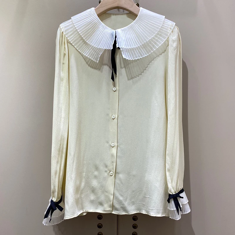 

Blouses Shirts Women Spring Pockets Long Sleeve Fashion Solid Korean Style Loose Students Chic Womens Vintage Street Elegant New