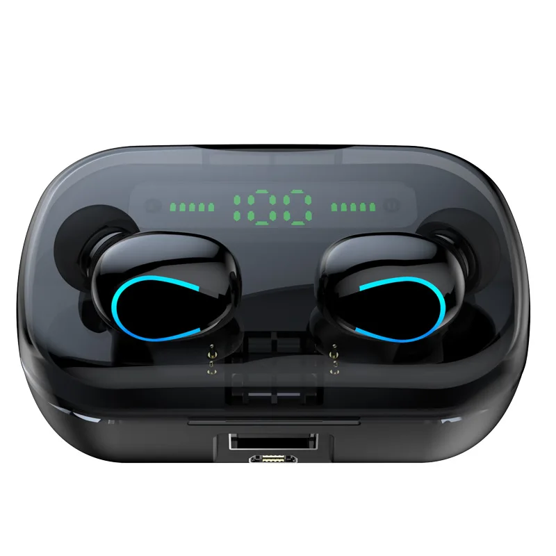 

F9 TWS Wireless Headphones, Bluetooth 5.0 Waterproof Bluetooth Headphones with Microphone 2000MAh Charging Box Black
