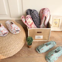 small floral soft soled slippers household cotton slippers warm slippers pastoral fabric slippers cotton slippers breathable