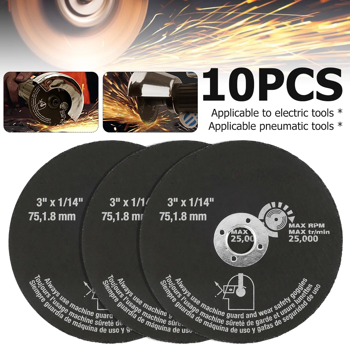 

10Pcs 3In Cutting Discs Resin Circular Saw Blades Grinding Wheel Saw Blades For Metal Cutting Fiber Cutting Disc Abrasive Tools