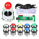 Аркадный комплект для самостоятельной сборки, USB-кодировщик для ПК, джойстик, хромированные светодиодсветодиодный аркадные кнопки, 1 игрок и кнопка для монет для аркадных игр Mame Raspberry Pi