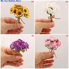 Букет искусственных цветов ручной работы для кукольного домика, искусственные фиолетовые гвоздики, лаванда, роза, Подсолнух, Калла, кукла 