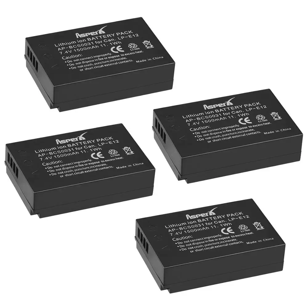 4x For Canon EOS M50 LP-E12 LPE12 LP E12 Camera Battery Bateria + Charger for 100D M10 M100 Kiss X7 Rebel SL1 DSLR | Электроника