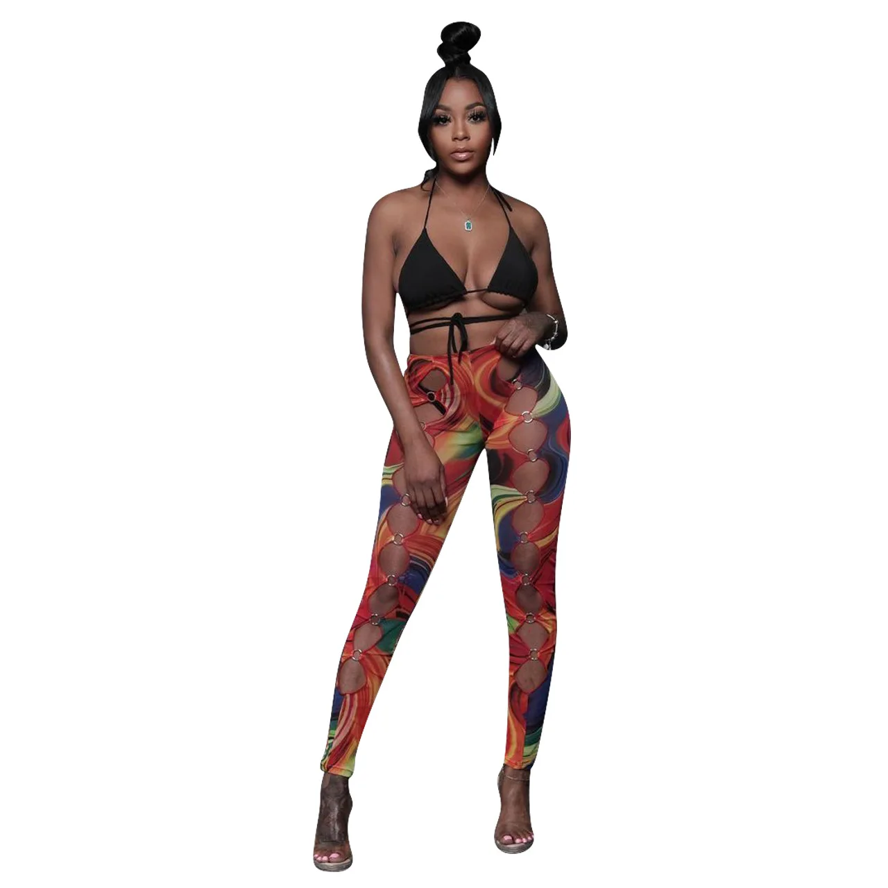 

2021 New Product Summer Wear Print Tight Hip Lift Casual Pants Plus Size Women'S Trousers Holiday Cool Girl Hop Hip Pants