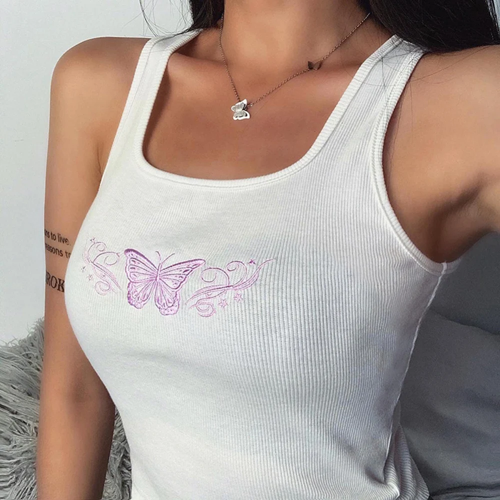 Укороченные топы без рукавов Camisole Camisoles Блузки повседневные на лето с принтом