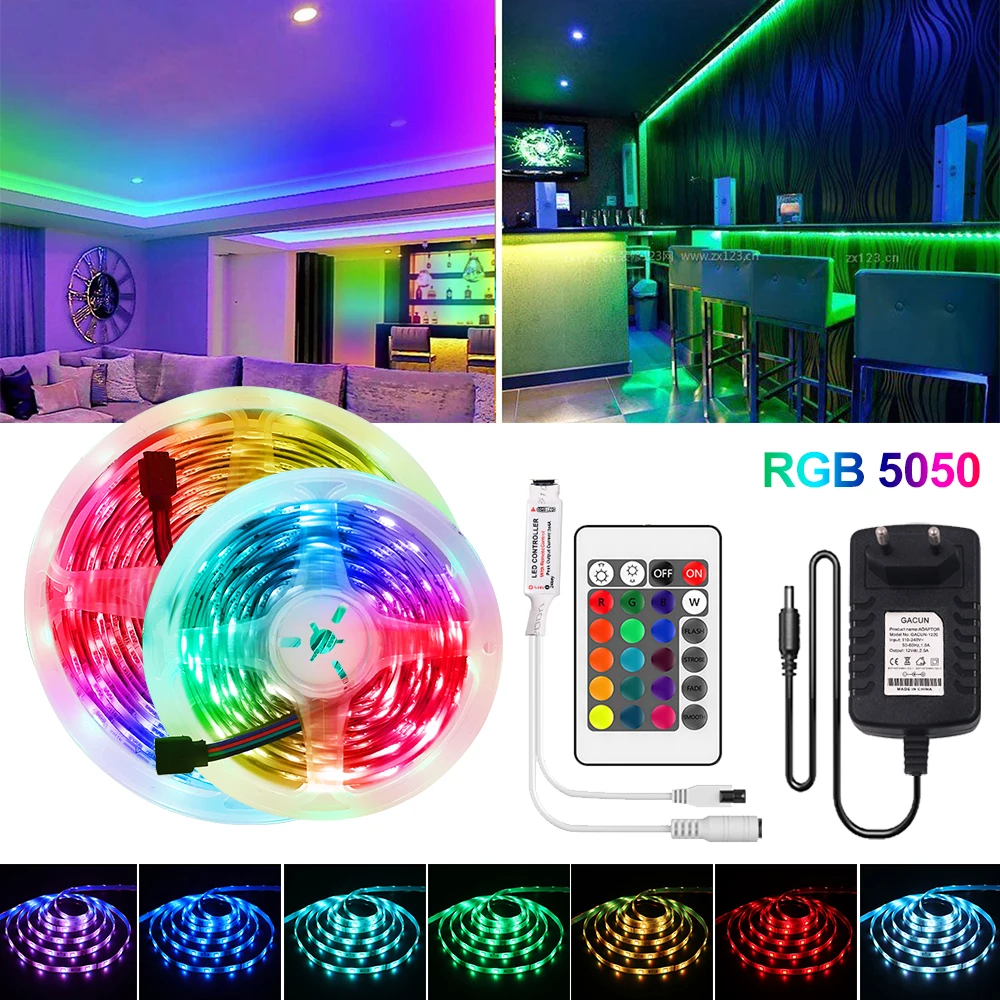 12V RGB Светодиодные ленты светильник 5 10 м 15 20 5050 гибкая лента ИК пульт