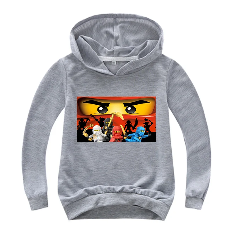 Новинка; толстовка с капюшоном для мальчиков; футболки для малышей; Ninjago; одежда с длинными рукавами и капюшоном для девочек; детская одежда; сезон весна-осень; Верхняя одежда для малышей - Цвет: Серый