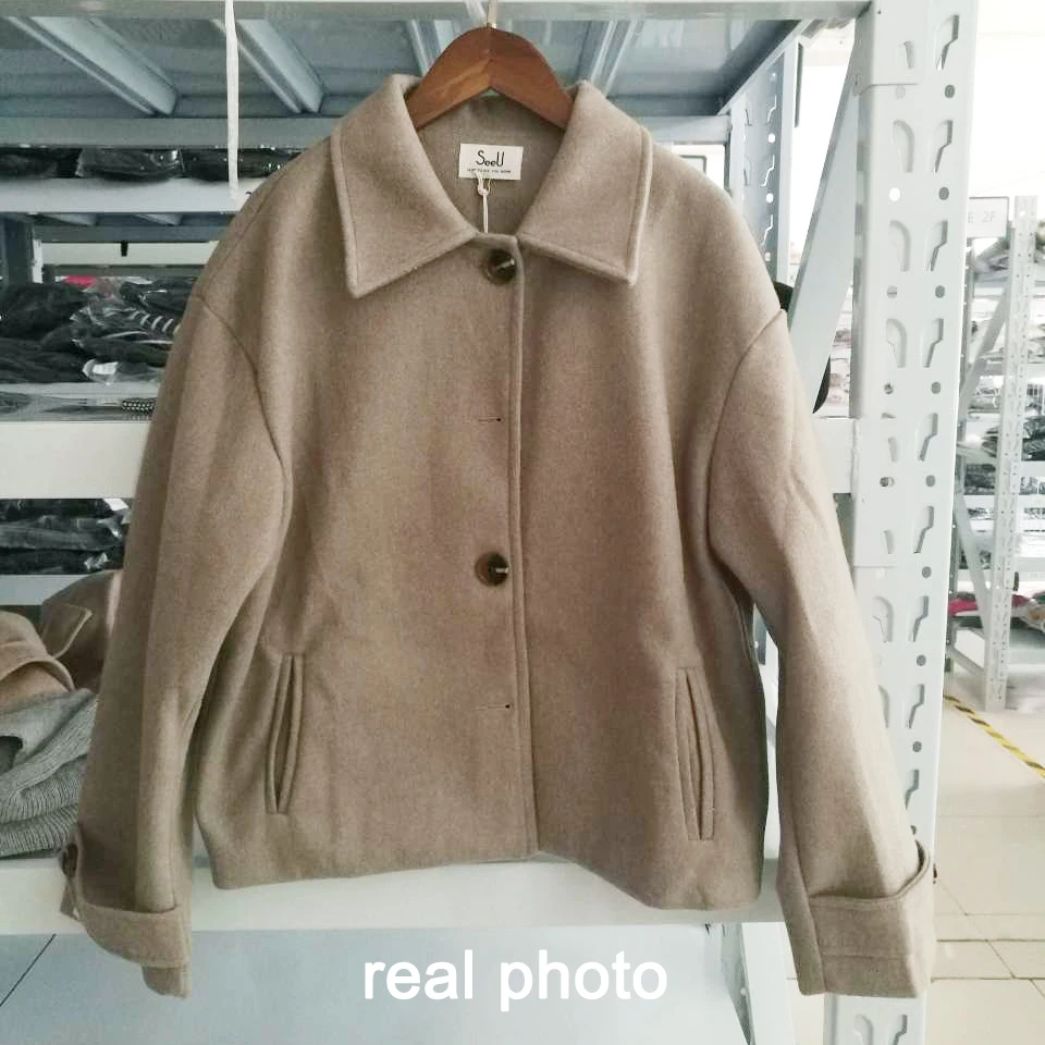 

2020 New Fashion Autumn Lapel Single Breasted Solid Coat Women Short Loose Casual Streetwear Tide