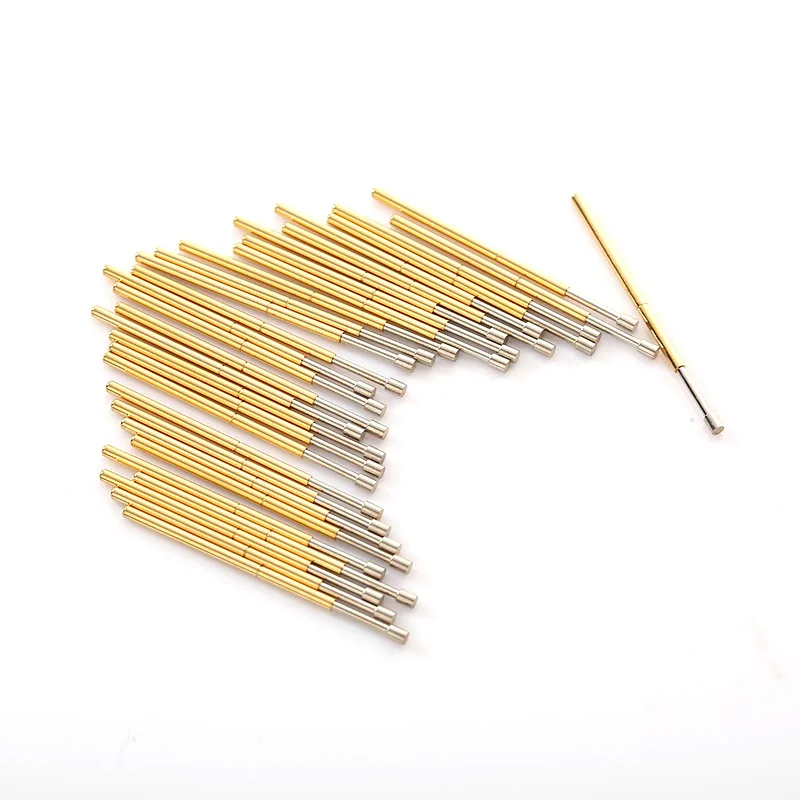 

P100-G2 Length 33.35mm Flat Metal Spring Test Probe Nickel Plated Spring Detection Gold Tool For Detecting Circuit Boards