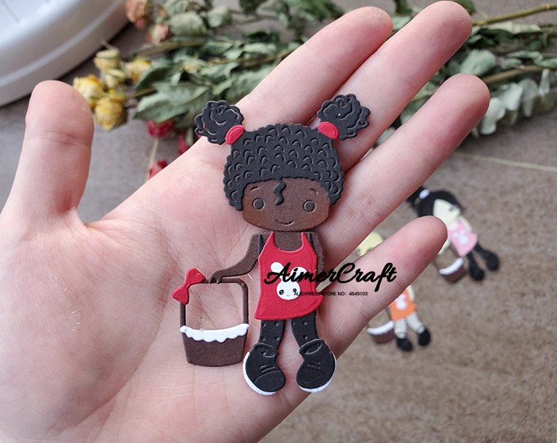 Милые металлические Вырубные штампы для девочек искусственное рельефное