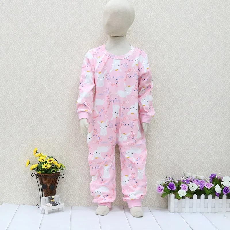 Детские комбинезоны для детей 1-4 лет, хлопок, одежда для малышей, цельнокроеная детская одежда - Цвет: Розовый