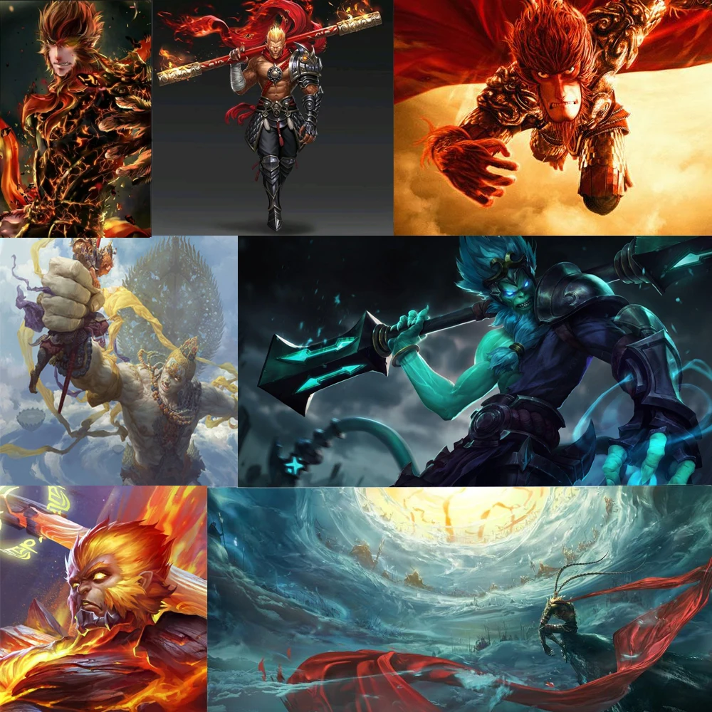 Алмазная вышивка 5D "Крутой Китайский Царь Обезьян" с полным сверлением, мозаичным крестом и картиной из страз на стену в виде подарка.